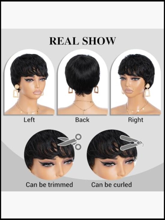 Pixie Cut Wig Human Hair Lace Top Brazilian Virgin Hair Short Bob Glueless main image 7